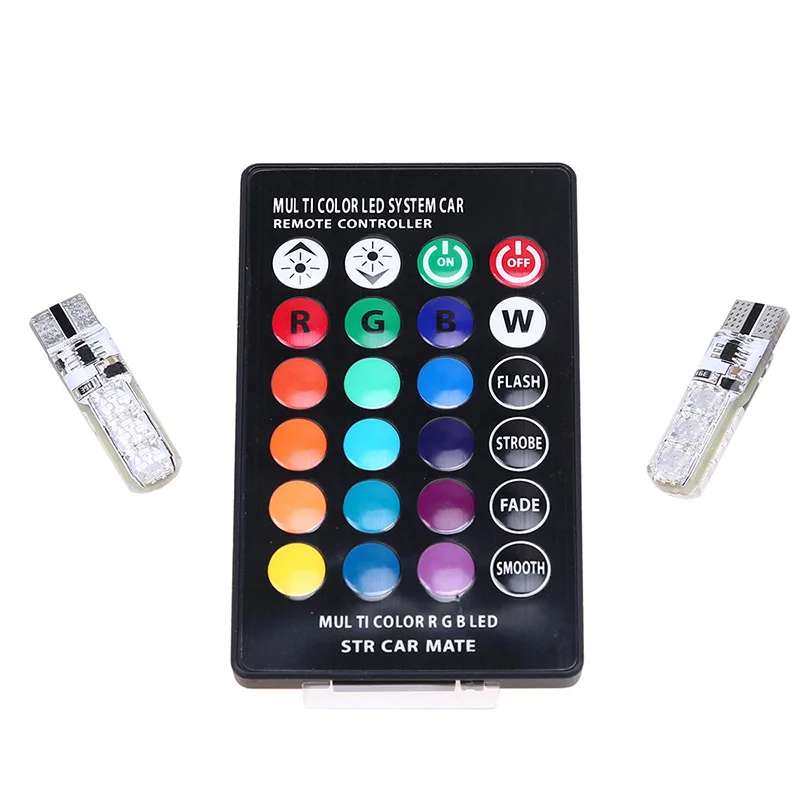 Posbay силиконовый RGB светодиодный T10 автомобильный клиновидный боковой светильник