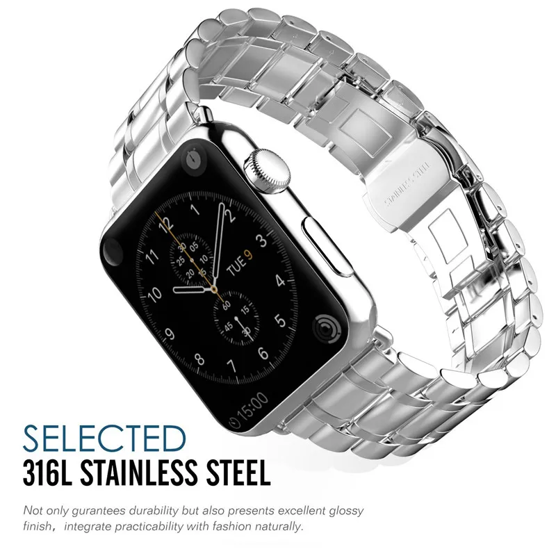 Браслет с бусинами бабочками для Apple Watch band 4 40 мм 44 ремешок из нержавеющей стали