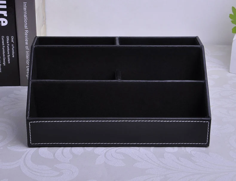 Офисный деревянный Настольный кожаный Органайзер с 5 отделениями держатель для