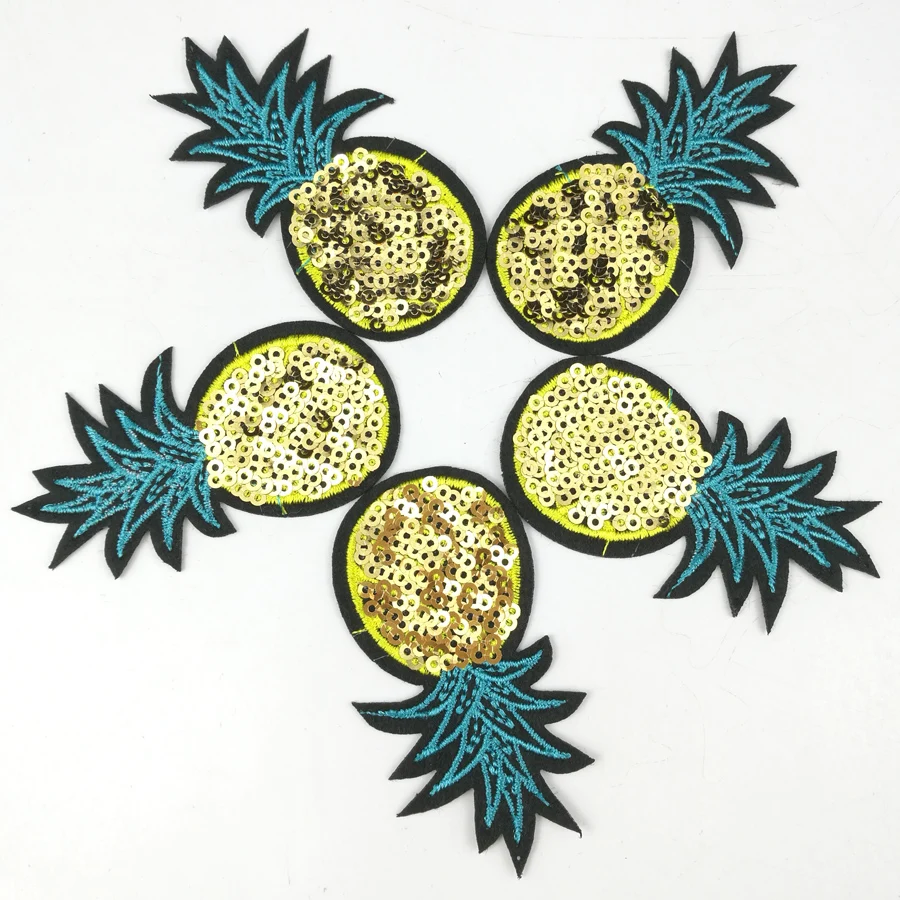Нашивки для одежды с пайетками ананасами 10 шт. нашивки вышитые бисером патч-мотив