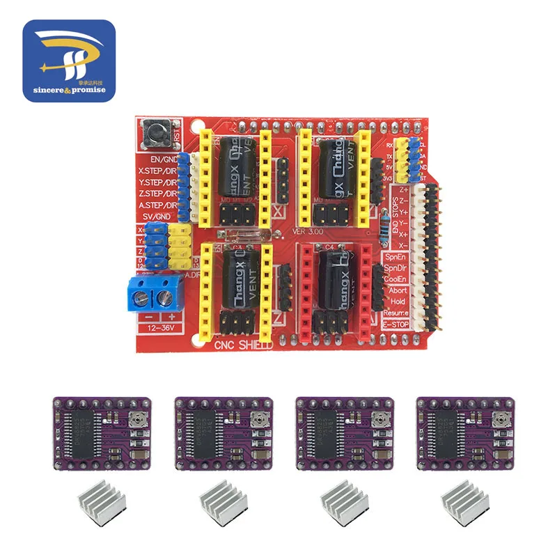 CNC щит V3 гравировальный станок 3D Printe+ 4 шт. A4988/DRV8825/AT2100 Плата расширения драйвера для Arduino UNO R3