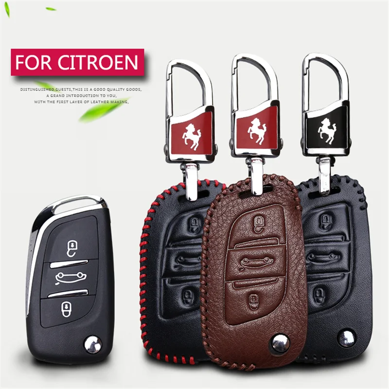 Натуральная кожа ключа автомобиля чехол Обложка для Citroen c4L C5 C3 C4 Xsara Picasso C8 Elysee