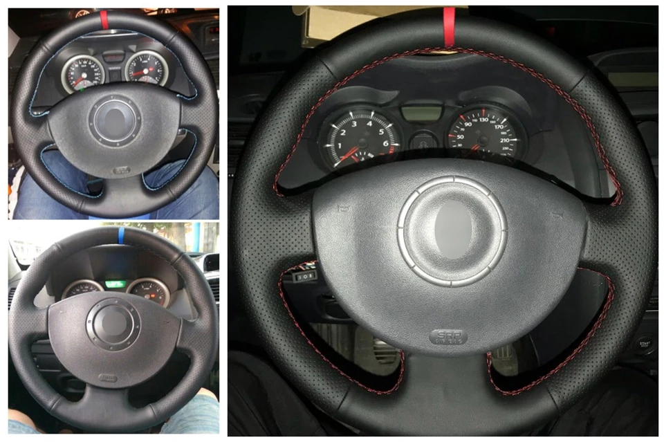 Черные кожаные ручные чехлы на рулевое колесо для Renault Kangoo 2008 Megane 2 2003-2008 Scenic 2 2003-2009