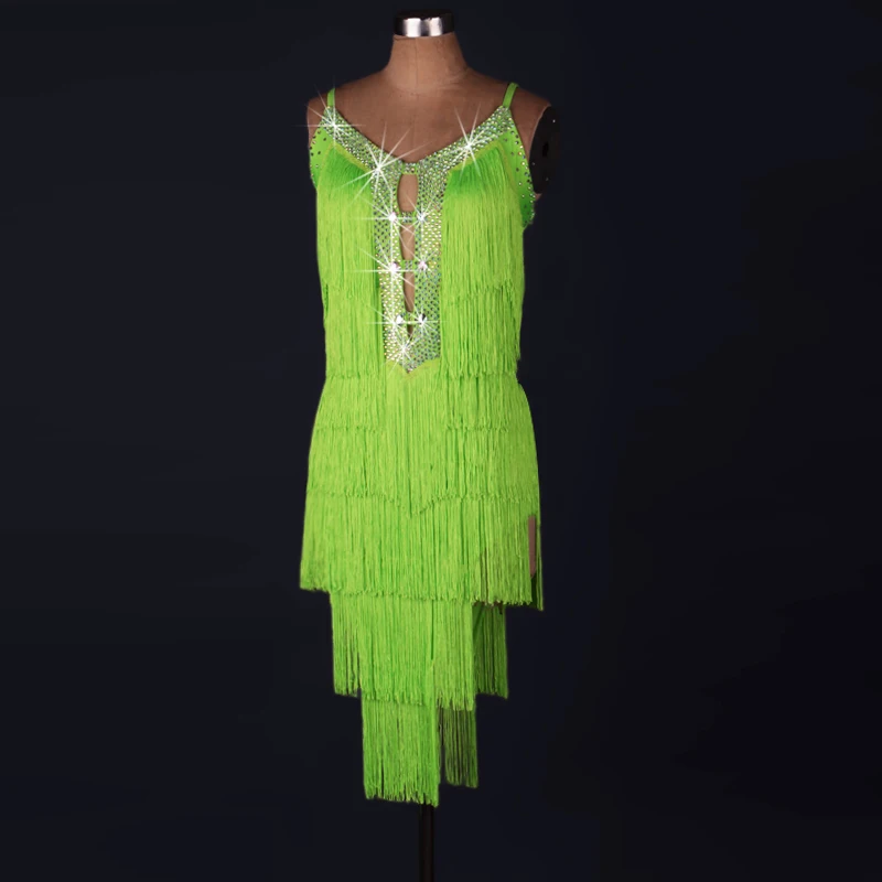 

customized sexy woman latin dance tassel Dress Training Dresses dance competition dresses