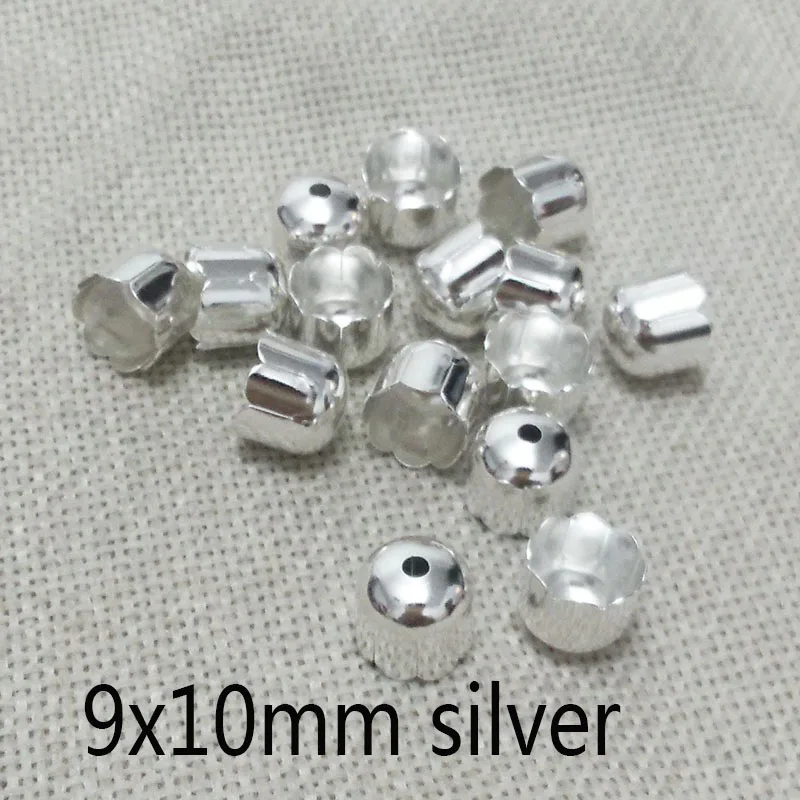 earrings top tips beads ends Metal laciness Silver Plated Tassel Caps Findings Leather Cord crimps end hole studs Textured Round | Украшения