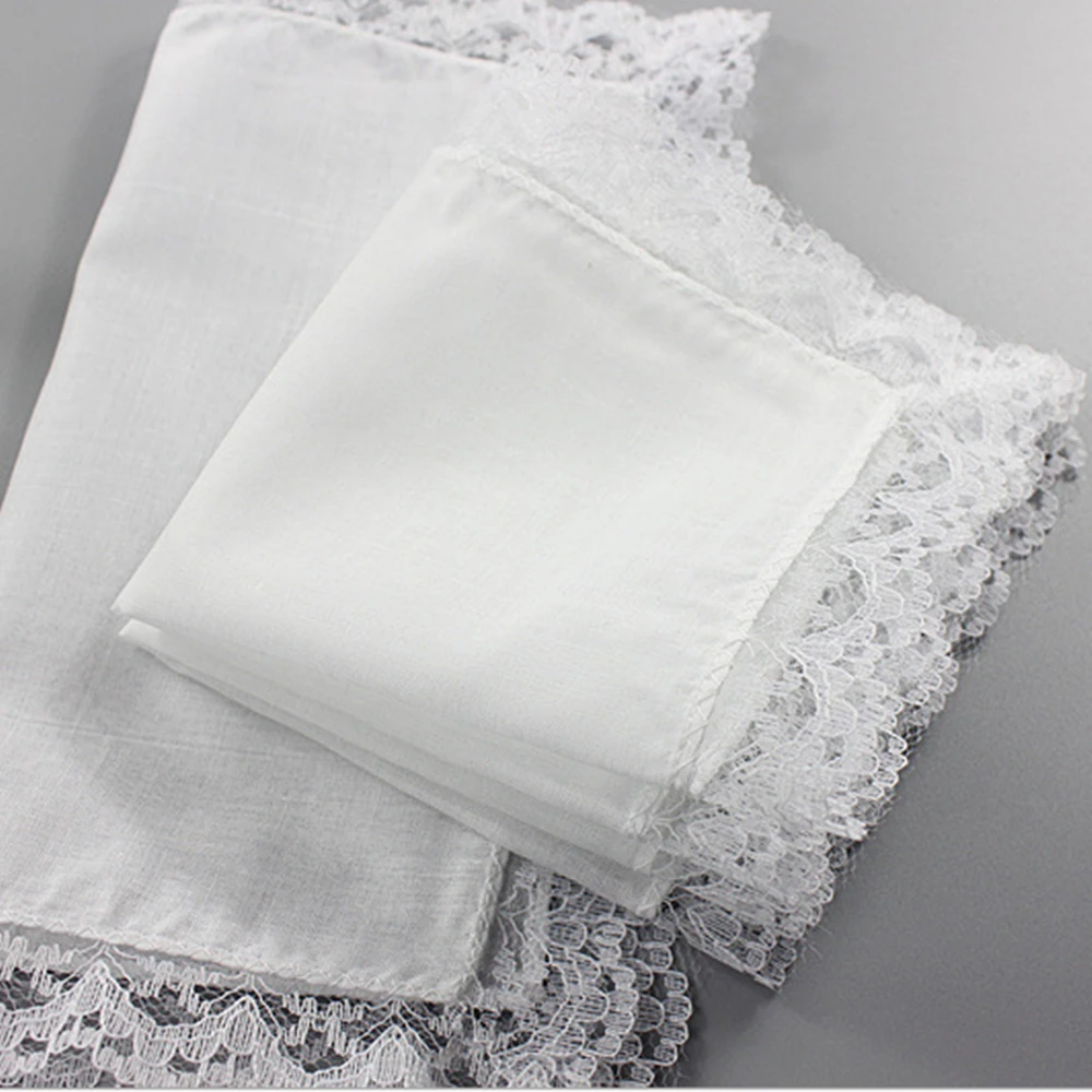 5Pcs Pure White Hankerchiefs 100% Cotton Handkerchiefs Women Men 23cm*25cm Pocket Square Wedding Plain DIY Print Draw Hankies