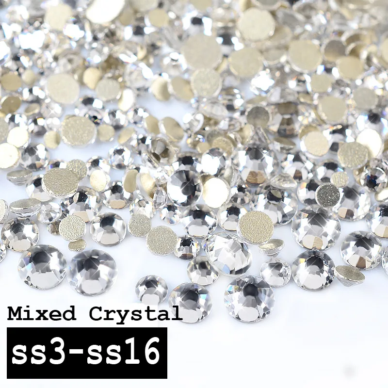 

1 Pack Crystal Clear Nail Art Rhinestones Mixed (SS3-SS16) Charm Flatback 3d Glitter Decorations Manicure Tools