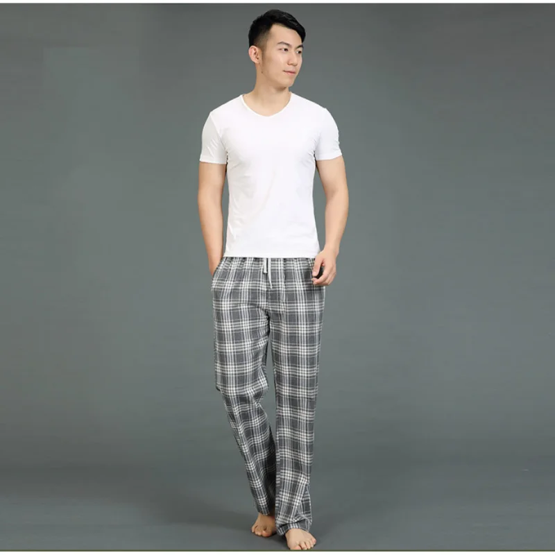 Сезон весна осень Мужская 100% хлопок пижамные штаны для мужчин мужской размера