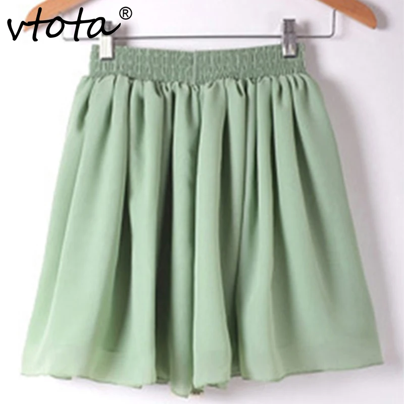 VTOTA Для женщин шифоновая юбка 2018 Высокая Талия Пот плиссированная Империя