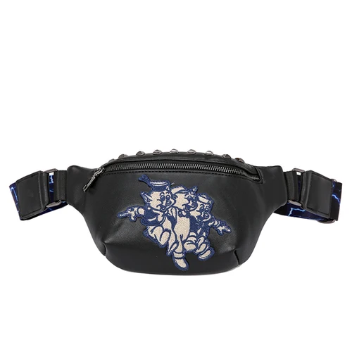 Black Tidog уличная мода поросенок Повседневный узор нагрудная сумка - Color: Black