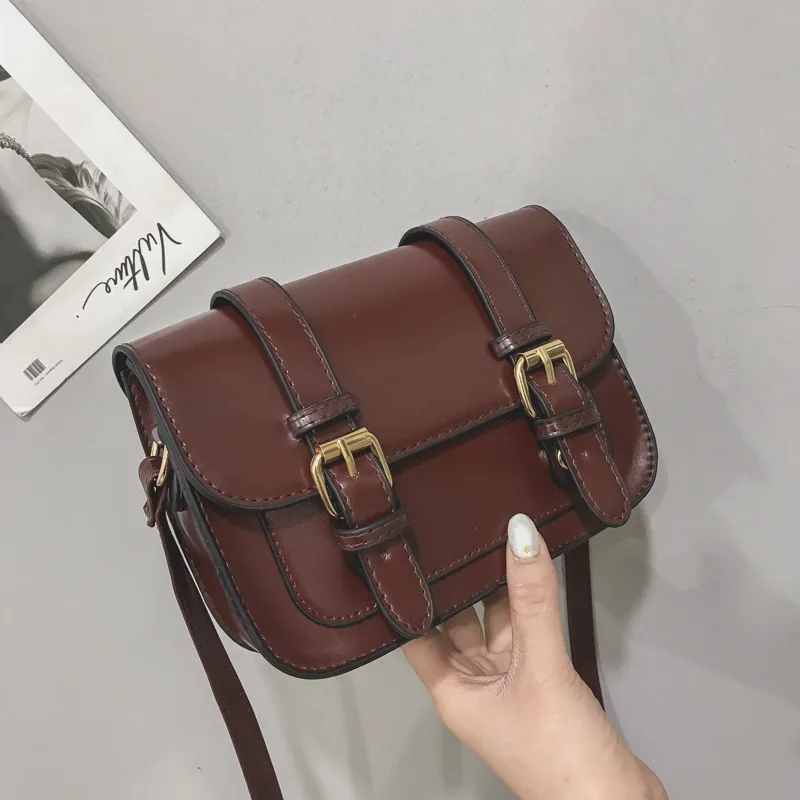 Dark brown Маленькие сумки через плечо для девушек новые винтажные сумки ретро модные сумки на плечо ПУ с клапаном повседневные женские ретро сумки на застежке - Цвет: Dark brown