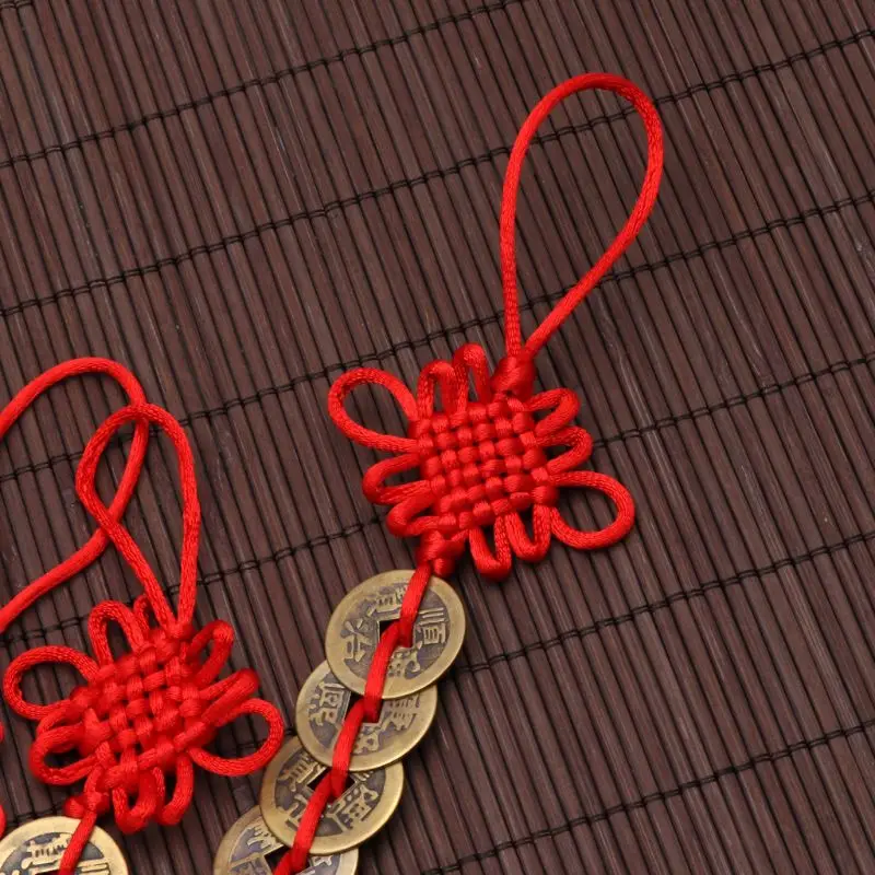 Китайский Feng Shui монеты красный Подвески с узором из узлов для богатства успех