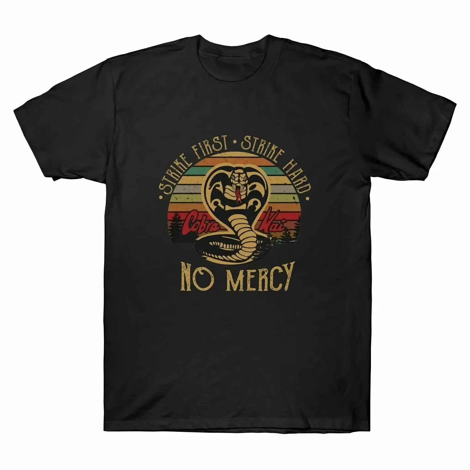 

Cobra Kai No Mercy Karate First Strike Hard 80S Film Movie Vintage Men'S 2019 Fashion Men Printed T Shirts Custom Shirt Design
