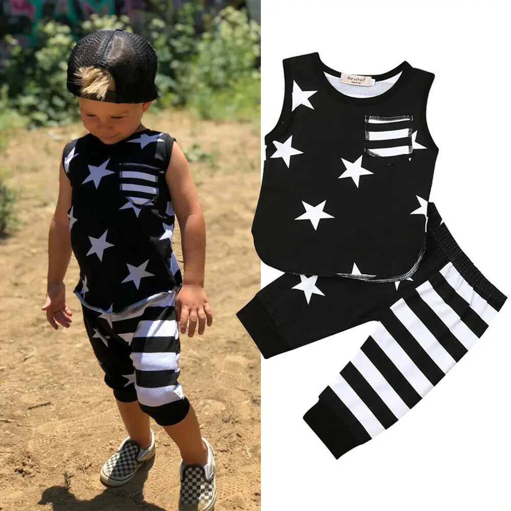 Новинка 2019 года Летняя черная хлопковая одежда для маленьких мальчиков
