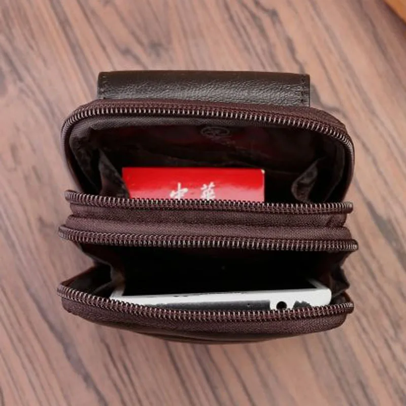 Мужская сумка для мобильных телефонов из натуральной кожи кожаный поясной