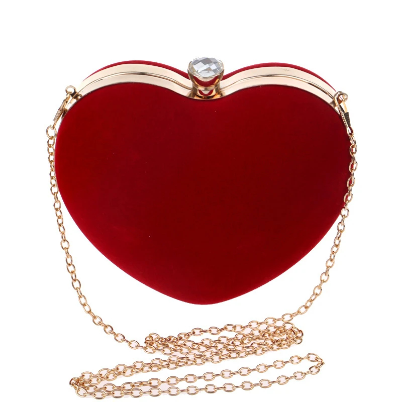 Женские вечерние сумки Красного/синего цвета в форме сердца бриллианты цепочка