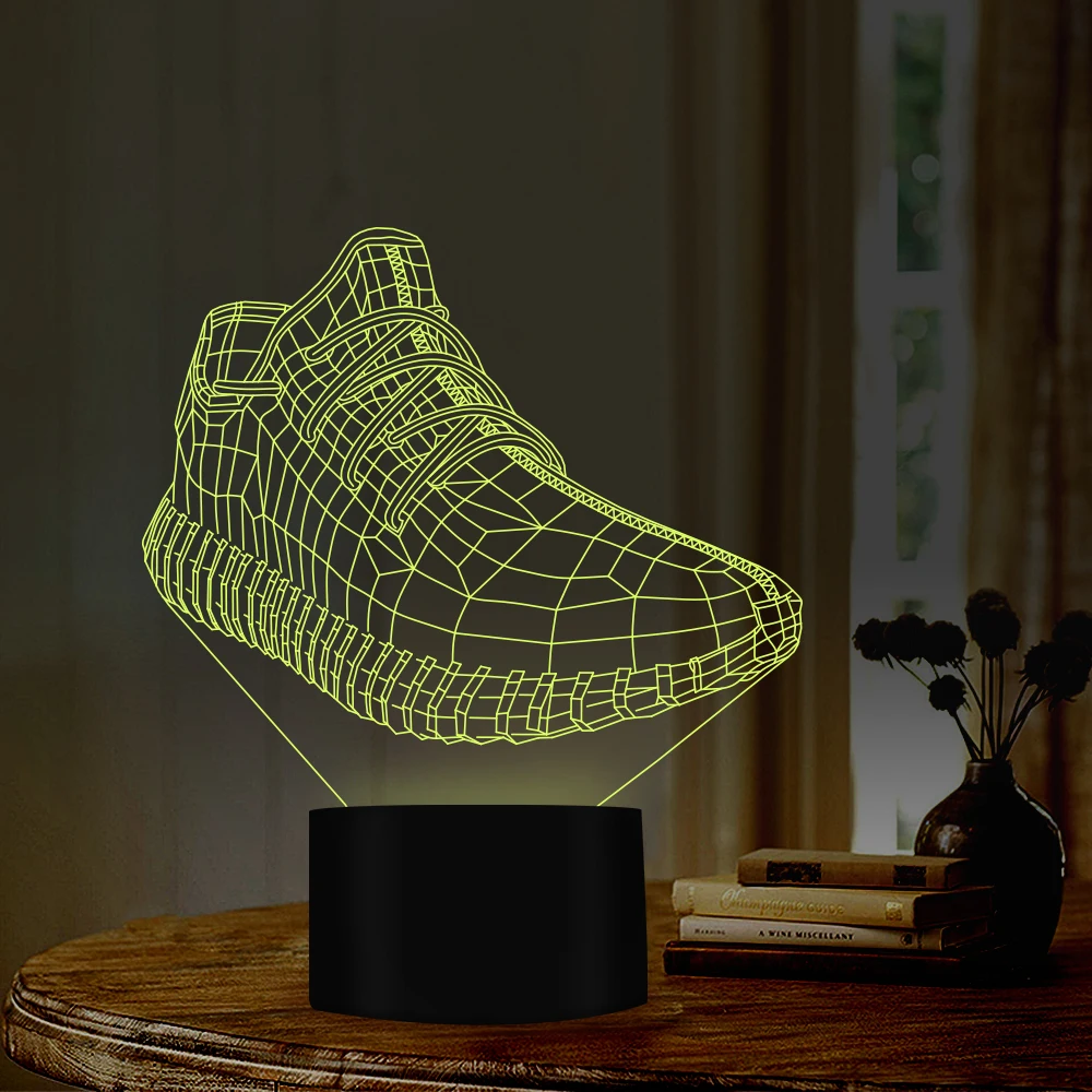 Sport shoes 3d design 7 Colors changing Night Lamp for room decor as great gift for sports lovers athletes friend USB port
