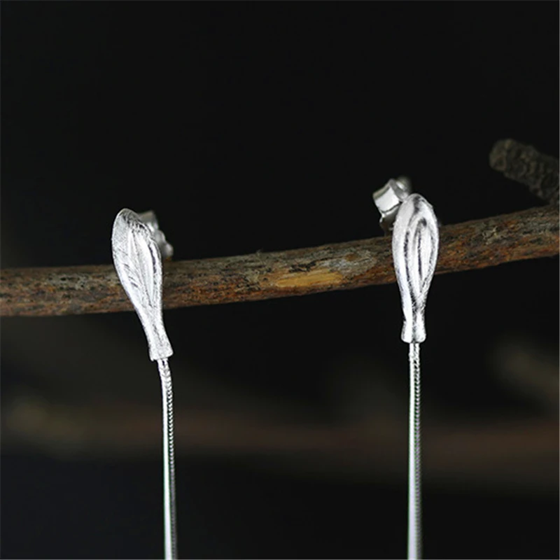 Женские длинные висячие серьги Lotus Fun винтажные элегантные из стерлингового