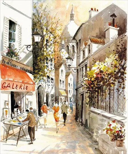 

free shipping Street scenery canvas prints oil painting on canvas landscape set paintings home wal art decoration picture
