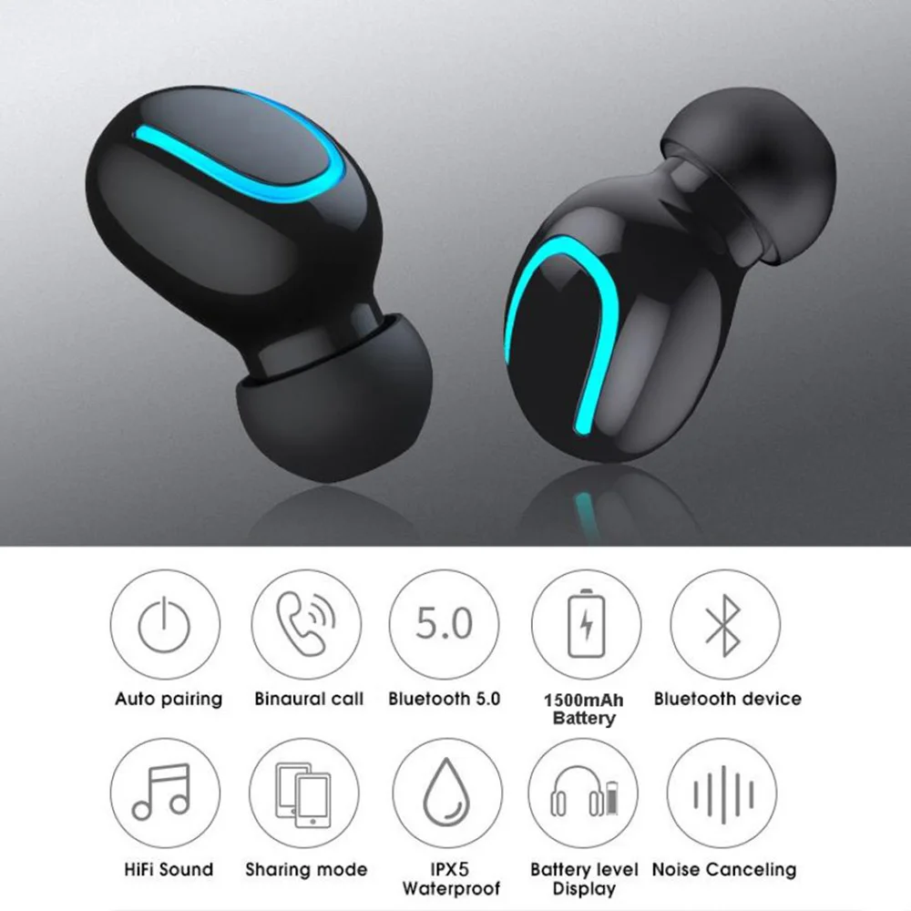 TWS Mini Dual 5 0 беспроводная гарнитура музыкальные спортивные Bluetooth наушники 3D стерео