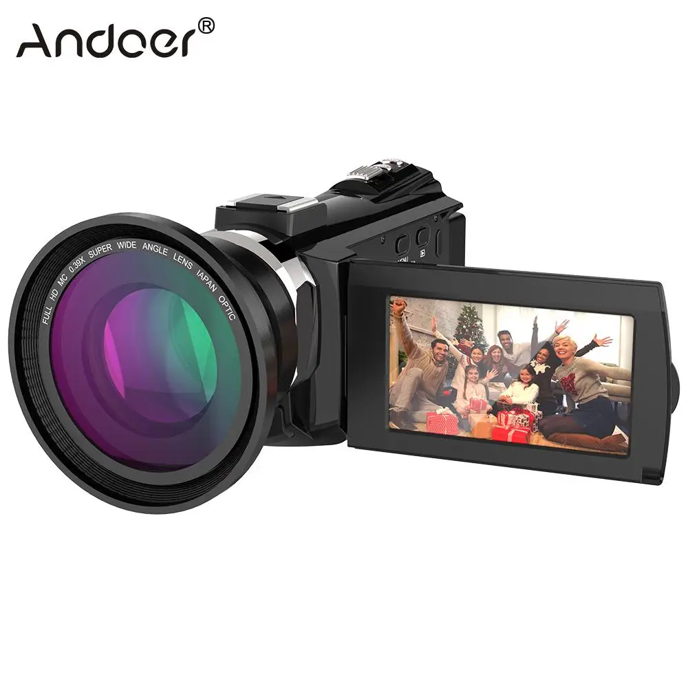 Цифровая видеокамера Andoer с широкоугольным объективом 0 39x 4K 1080P 48 МП Wi-Fi |