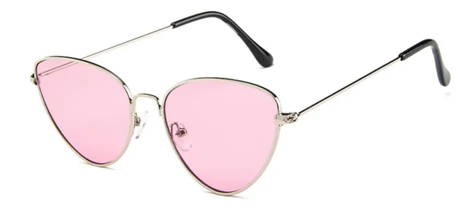 Retro Cat Eye Sunglasses Women Red Cateyes Sun glasses Fashion Metal Eyewear - Цвет линз: color 2