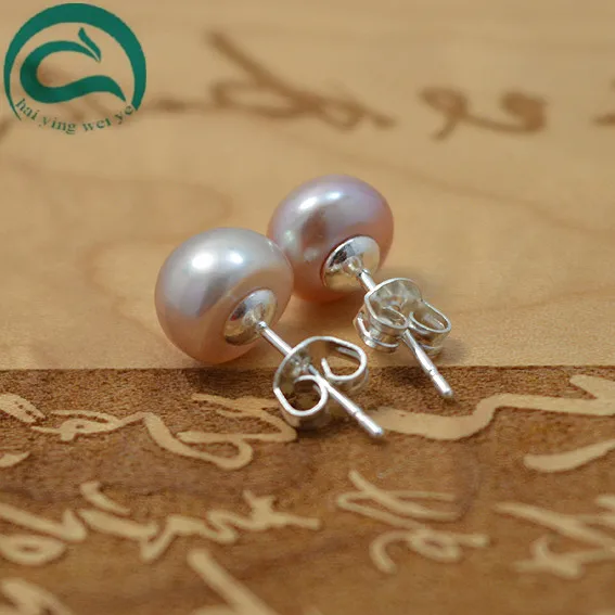 

Natural Pearl Earrings 925 Sterling Silver Jewelry Women 10-10.5MM Off-Round Stud Earring Natural Freshwater Pearl Jewelry