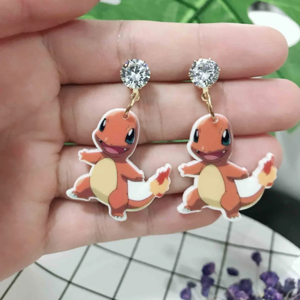 Женские серьги Pokemon Pikachu Charmander японские креативные акриловые висячие в