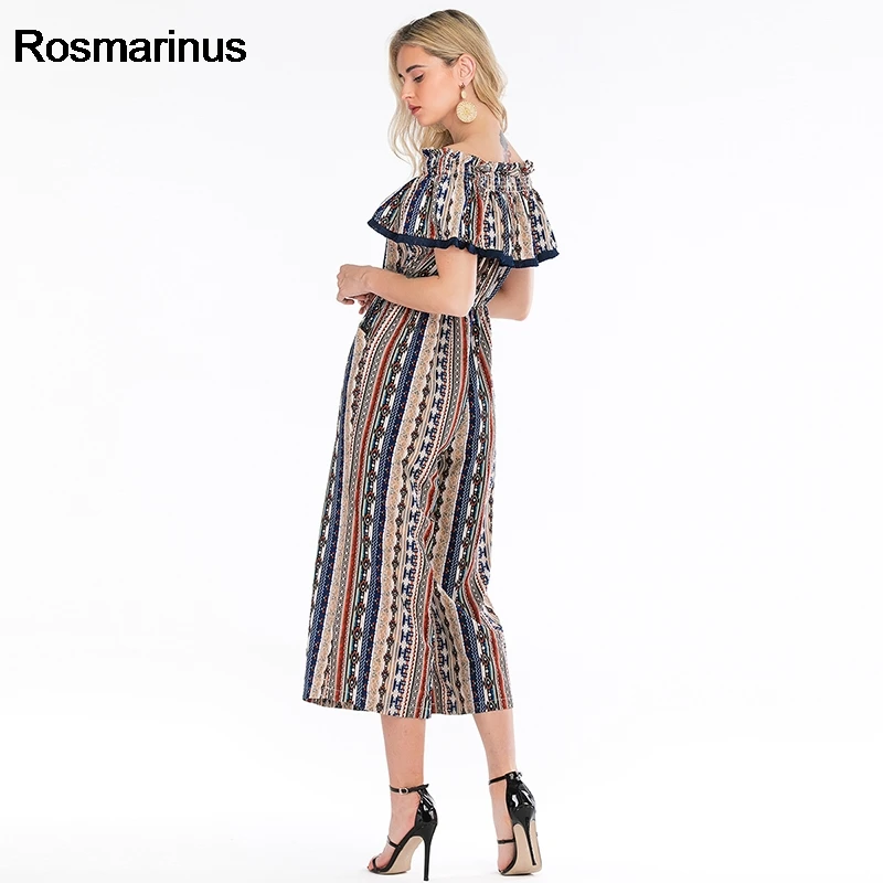 Комбинезон для Для женщин 2019 летние оборками Slash шеи с плеча сексуальный