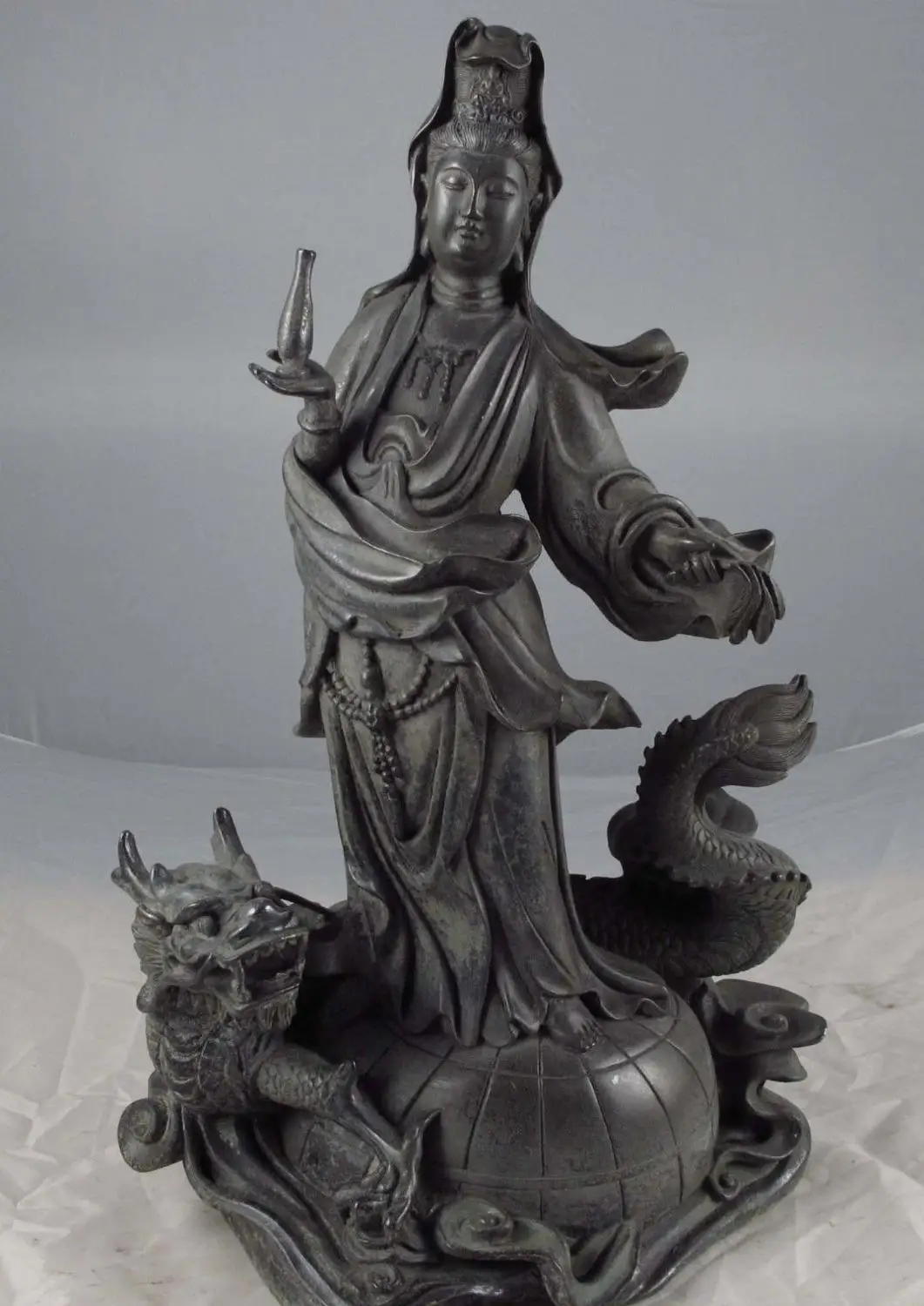 Бесплатная доставка старая медная бронза Kwan-Yin Гуаньинь богисаттва богиня стенд