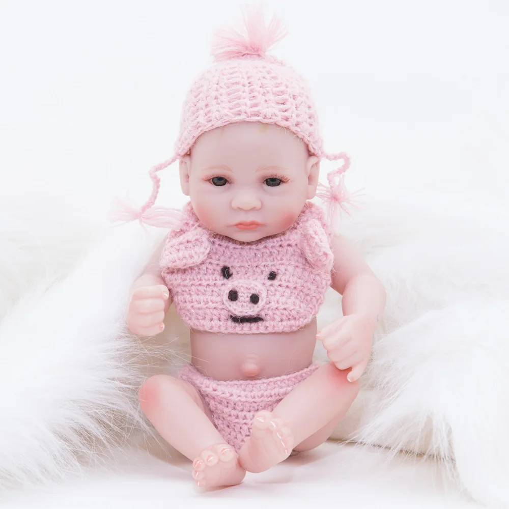 10 дюймов очень маленький милый большой черный глаз Reborn Baby Doll 28 см мягкий винил