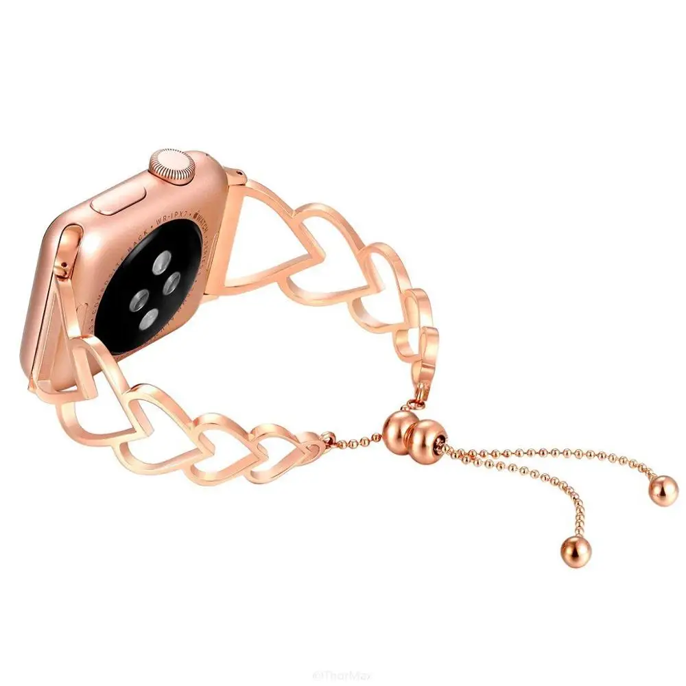 Браслет в форме сердца для Apple Watch ремешок из нержавеющей стали iwatch 38 мм 40 42 44