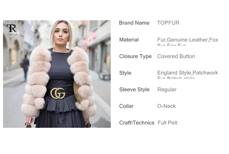 Topfur White Fox Real Fur Female Coat Women Short Winter Fur Leather Jacket Clothes Outerwear Natural Fox Fur Coats For Women