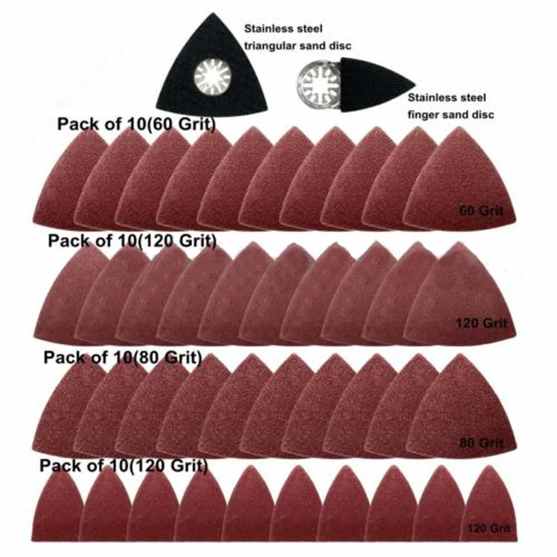 40 шт. треугольное шлифование бумаги + 2 шлифовальный диск абразивные инструменты