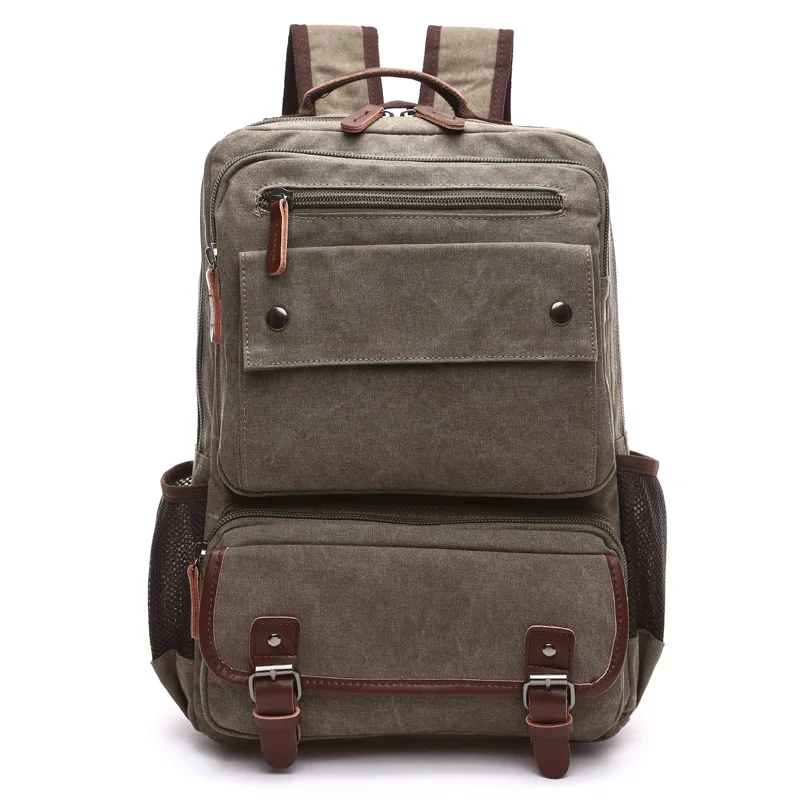 Унисекс, винтажный рюкзак, мужские дорожные сумки, Холщовая Сумка, Mochila Masculina, рюкзаки для ноутбука, женская школьная сумка для подростка, рюкзак - Цвет: Армейский зеленый