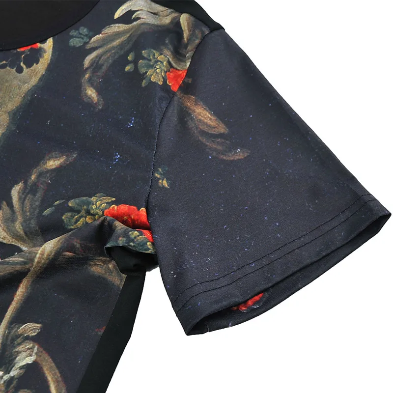 FANZHUAN Featured Brands Clothing Summer Mens Casual T Shirts Flower Print For Man's Short Sleeve Slim T-Shirts Male Tops Tee | Мужская