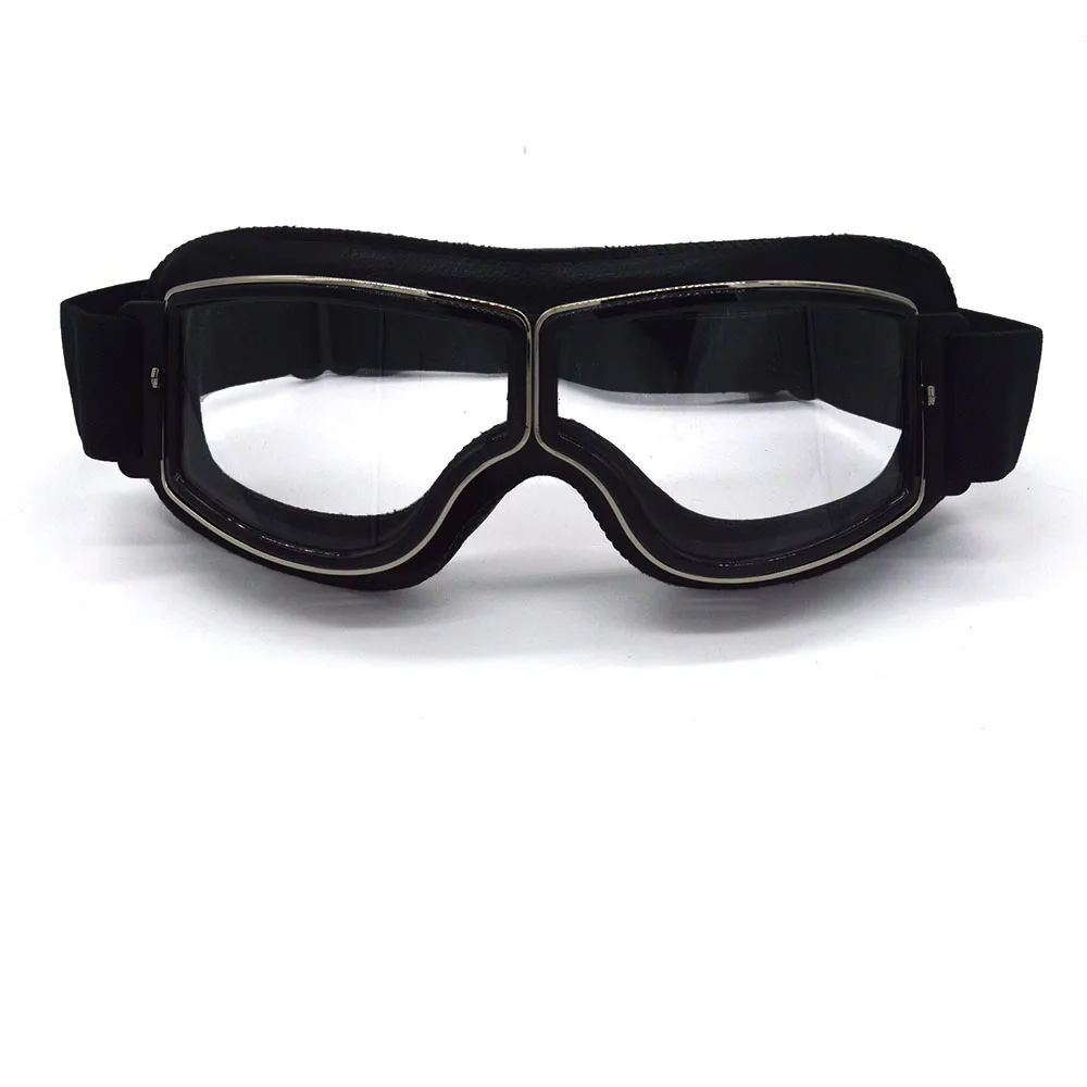 Clear lens Второй мировой войны пилот мотокросса Мото очки Винтаж скутер очки мотоцикл Винтаж шлем очки крейсер для Harley - Цвет: Clear lens