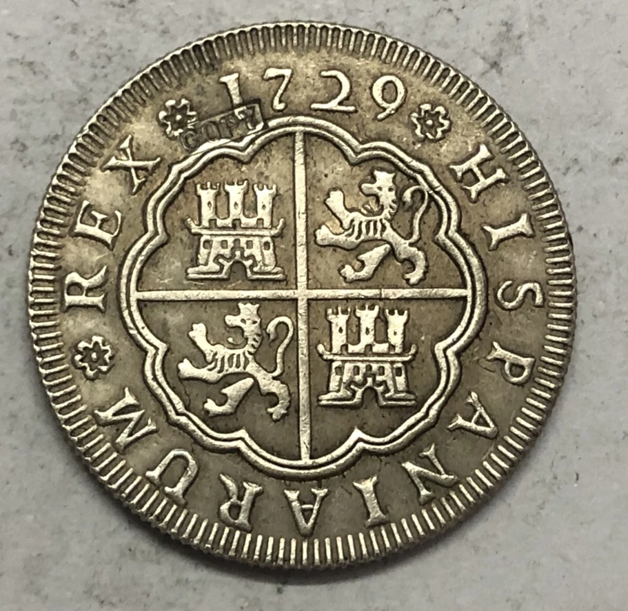 Испания 1729 P 4 Reales Felipe V копия Посеребренная монета|Безвалютные монеты| |