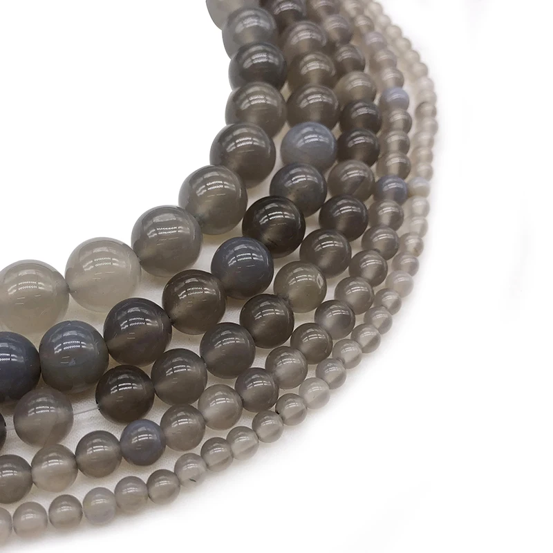 Natural Gem Stone Gray Agat Round Loose Beads 4/6/8/10/12/14MM Onyx Diy Jewelry Making Accessories | Украшения и аксессуары