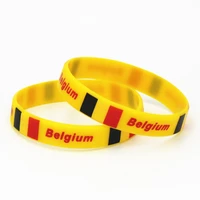 1pc hot sale fashion belgium national flag silicone wristband football sports country rubber bracelets bangles adults sh218