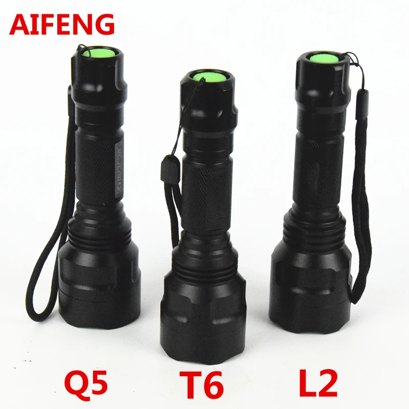Мощный светодиодный фонарик AIFENG с сенсорным питанием от 18650 Q5 T6 L2 для кемпинга