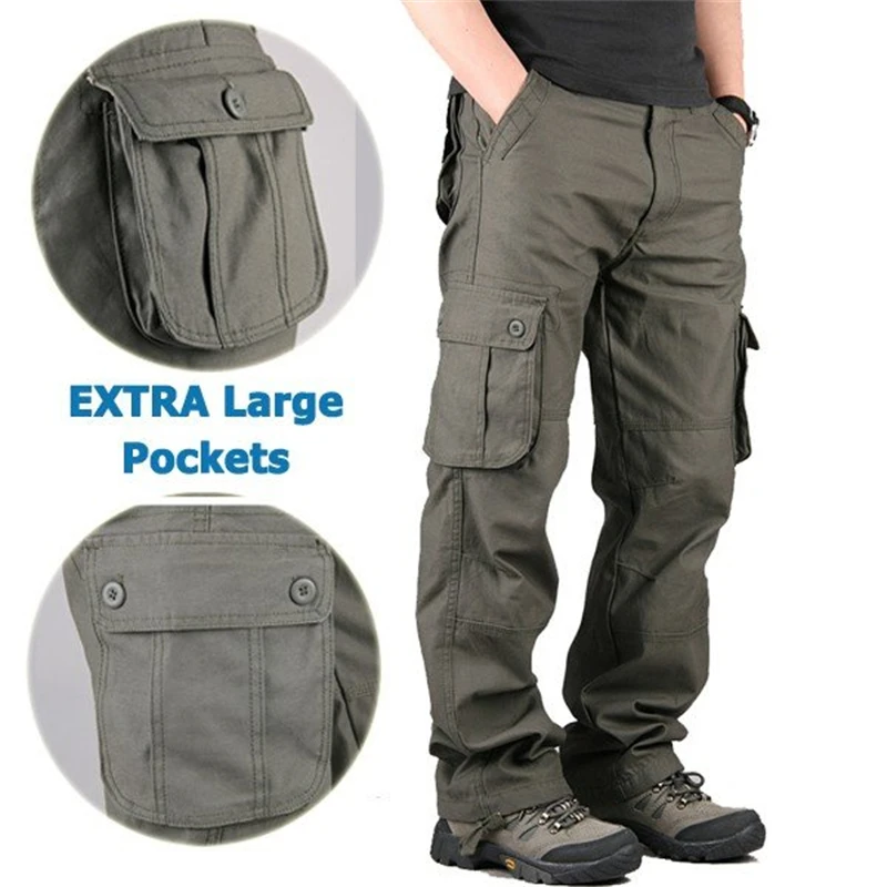 Брюки карго мужские с несколькими карманами хлопок мешковатые штаны стиль