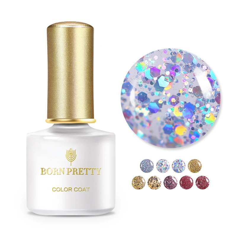 BORN PRETTY 6 мл Золотой Серебряный гель для ногтей с блестками лак блестки мерцающий отмачивающийся УФ светодиодный лак для ногтей маникюр