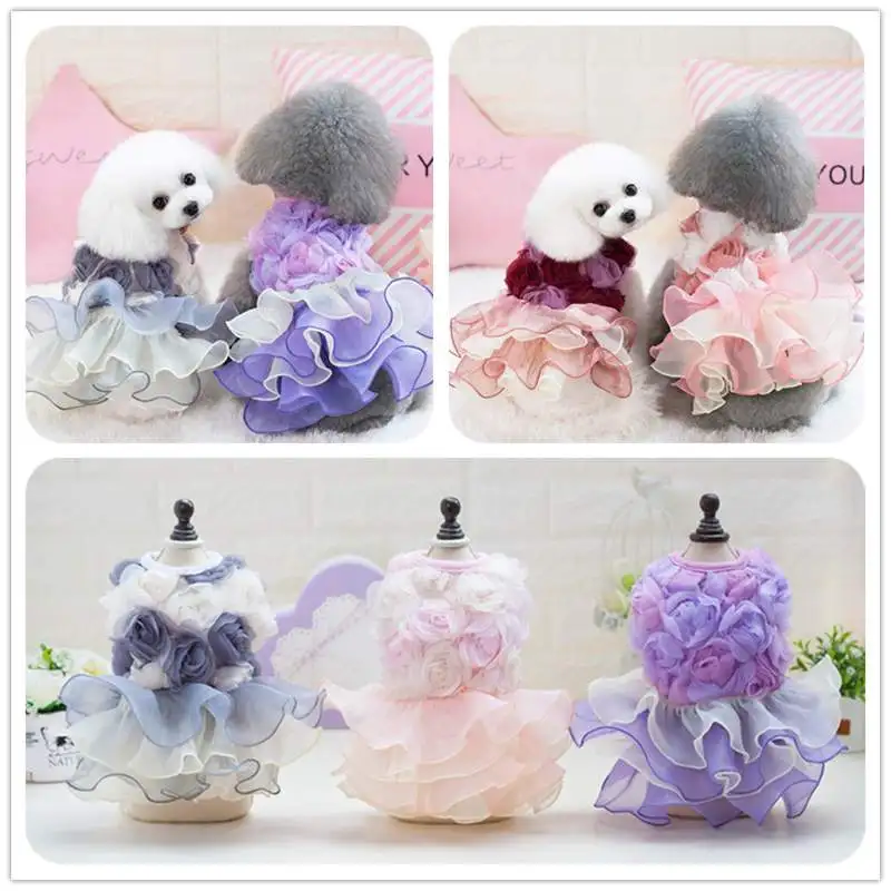 Большой розовый Декор пышное свадебное платье для собак великолепный роскошный