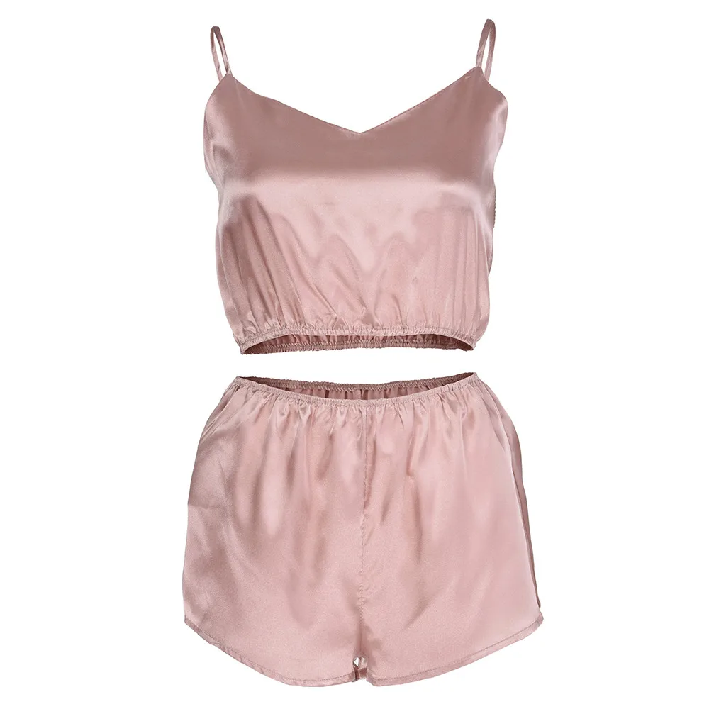 Для женщин костюм Set2Pcs пикантные однотонные s бретели Растениеводство Топ + мини