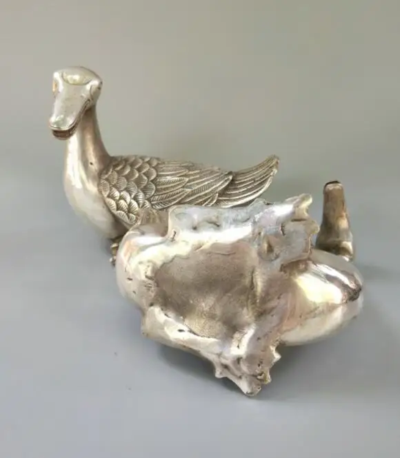 Китайский Изысканный ремесленного белая медь утка пара | Дом и сад