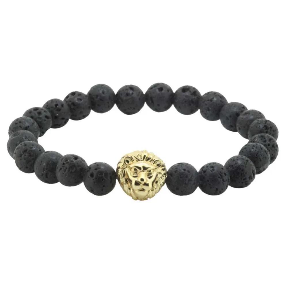 Новый дизайн антикварная энергия 8 мм черная скала аналогичная Будде Лев