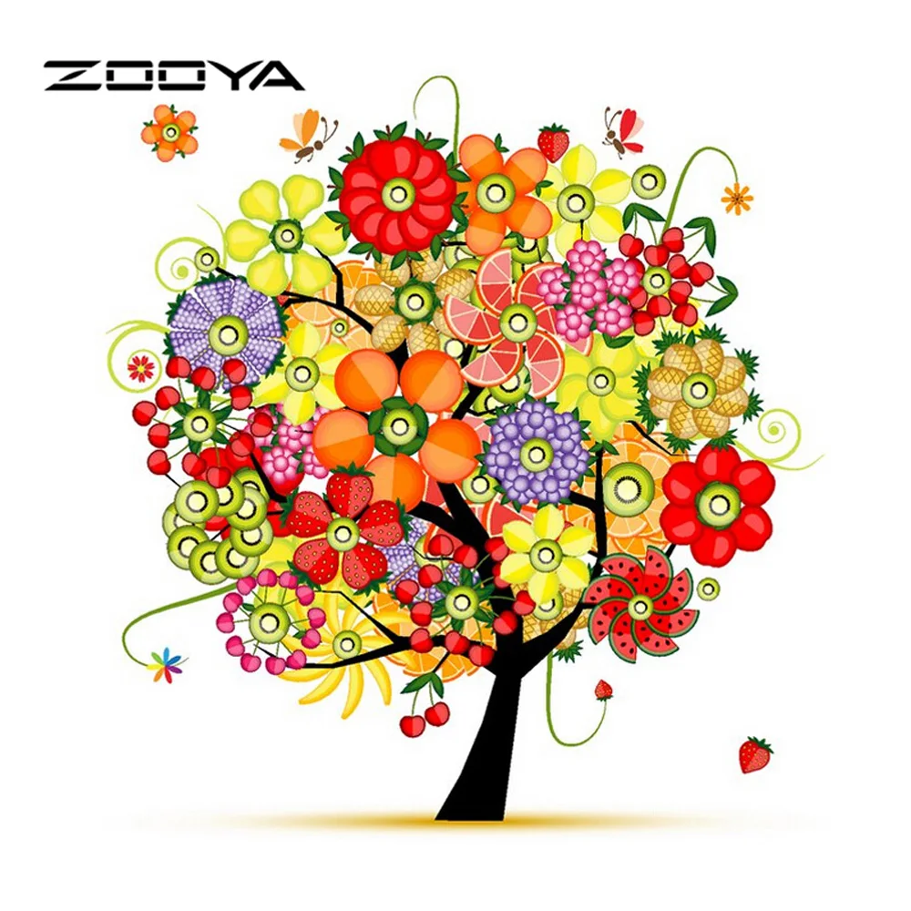 

Needlework Resin Diamond Embroidery Diy Diamond Painting Floral And Fruit Trees Picture Of Rhinestones Full Drill Diamond F678