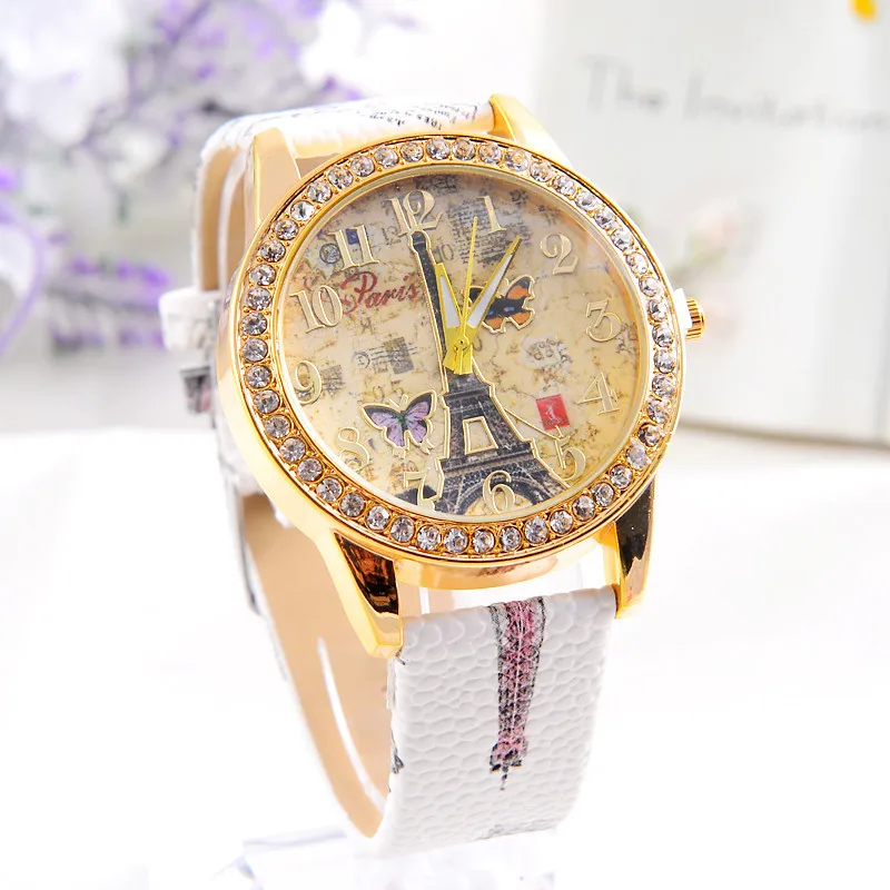 Часы женские многоцветные с кожаным ремешком и бабочкой|watch wristwatch|watchwatches advertising |