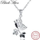 BLACK AWN ожерелье из стерлингового серебра 925 пробы для женщин Элегантные ожерелья подвески из натурального серебра с бабочкой K044